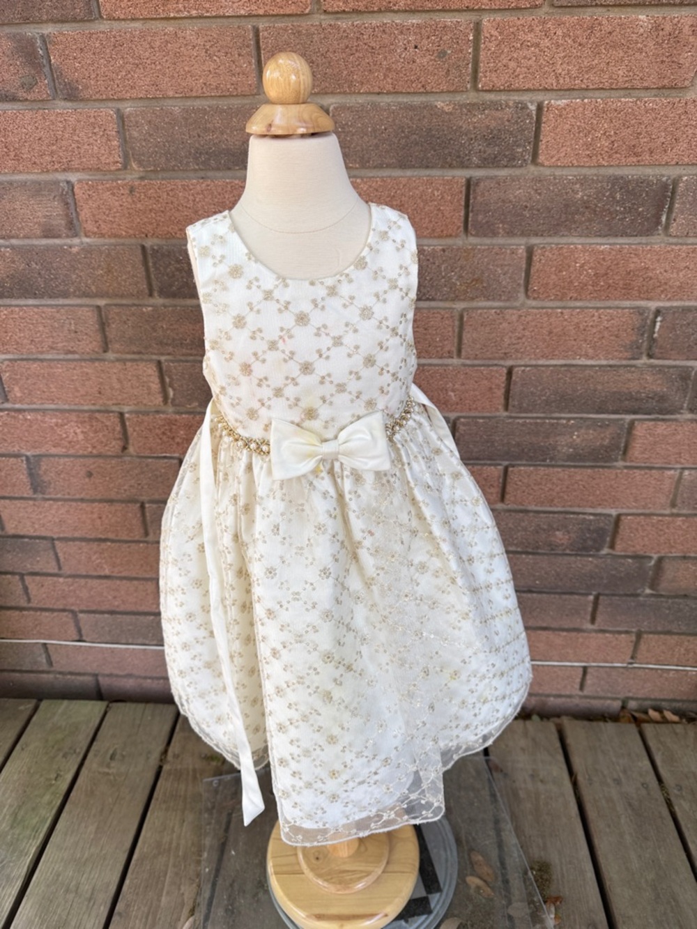 American Princess Cream Dress with Gold Lace Accents Size 4